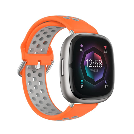 Two-Color Perforated Breathable Silicone Watch Band, For Fitbit Sense 2