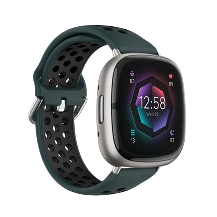Two-Color Perforated Breathable Silicone Watch Band, For Fitbit Sense 2