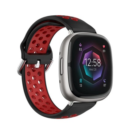 Two-Color Perforated Breathable Silicone Watch Band, For Fitbit Sense 2