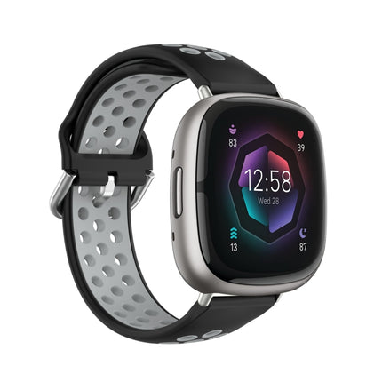 Two-Color Perforated Breathable Silicone Watch Band, For Fitbit Sense 2