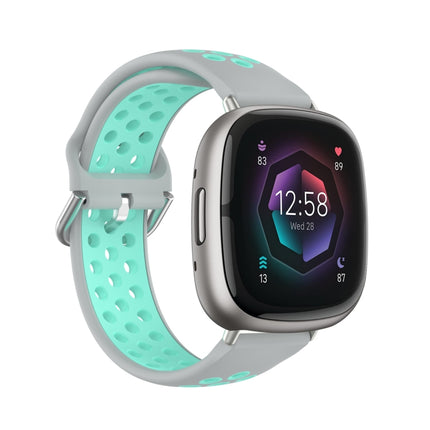 Two-Color Perforated Breathable Silicone Watch Band, For Fitbit Sense 2