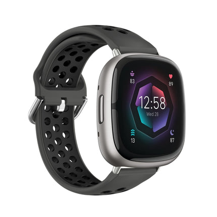 Two-Color Perforated Breathable Silicone Watch Band, For Fitbit Sense 2