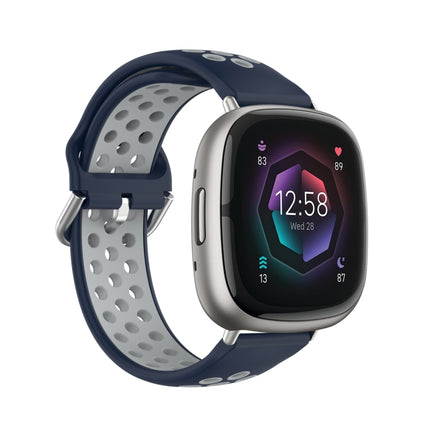 Two-Color Perforated Breathable Silicone Watch Band, For Fitbit Sense 2