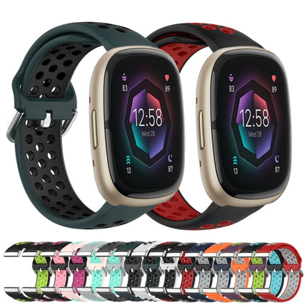 Two-Color Perforated Breathable Silicone Watch Band, For Fitbit Sense 2