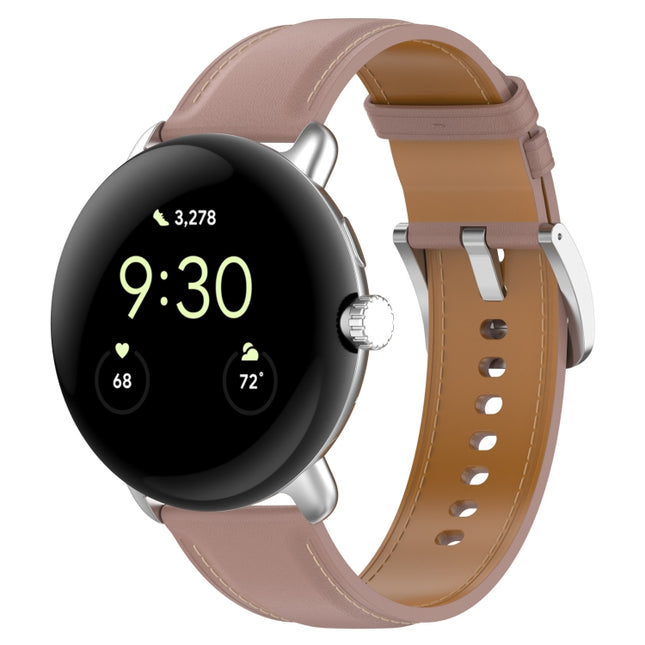 Leather Embossed Sewing Watch Band, For Google Pixel Watch 5 / 4 / 3 / 2 / 1 41mm