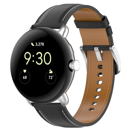 Leather Embossed Sewing Watch Band, For Google Pixel Watch 5 / 4 / 3 / 2 / 1 41mm