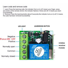 DC12V 1CH RF Remote Control Switch / 10A Relay / 433MHZ Switch Receiver