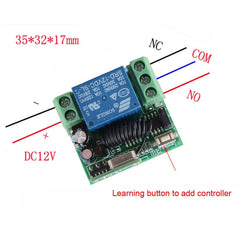 12V 10A RF Wireless Remote Control Switch 1CH Relay Receiver