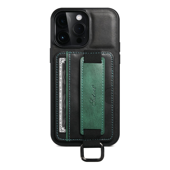 Suteni H13 Card Wallet Wrist Strap Holder PU Phone Case, For iPhone 11 Pro, For iPhone 11, For iPhone 11 Pro Max, For iPhone 12 / 12 Pro, For iPhone 12 Pro Max, For iPhone 13, For iPhone 13 Pro, For iPhone 13 Pro Max