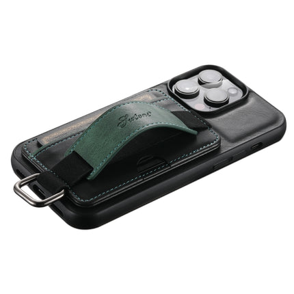 Suteni H13 Card Wallet Wrist Strap Holder PU Phone Case, For iPhone 14, For iPhone 14 Pro, For iPhone 14 Plus, For iPhone 14 Pro Max