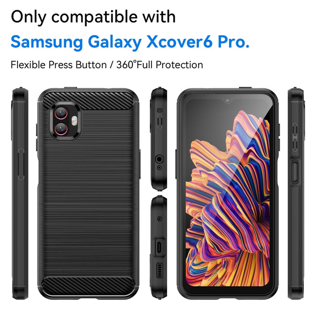 For Samsung Galaxy Xcover6 Pro Brushed Texture Carbon Fiber TPU Phone Case, For Samsung Galaxy Xcover6 Pro
