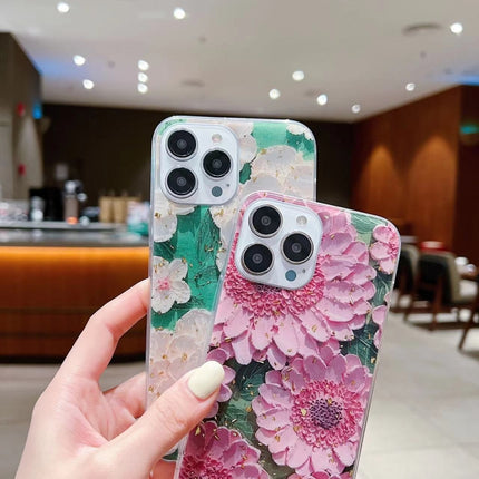 Gold Foil Oil Painting Epoxy TPU Phone Case, For iPhone 12 Pro Max, For iPhone 12 Pro, For iPhone 12, For iPhone 12 mini