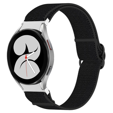 Nylon Stretch Black Buckle Watch Band, For Samsung Galaxy Watch 4 40mm, For Samsung Galaxy Watch 4 Classic 42mm, For Samsung Galaxy Watch 4 Classic 46mm, For Samsung Galaxy Watch 3 41mm