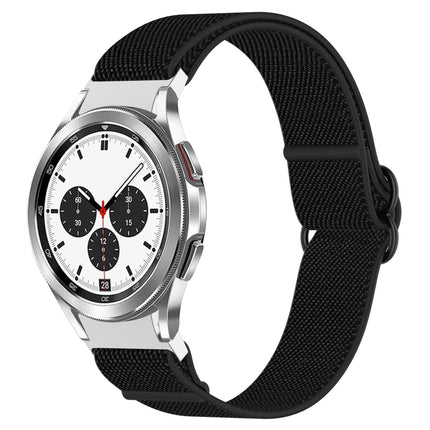 Nylon Stretch Black Buckle Watch Band, For Samsung Galaxy Watch 4 40mm, For Samsung Galaxy Watch 4 Classic 42mm, For Samsung Galaxy Watch 4 Classic 46mm, For Samsung Galaxy Watch 3 41mm