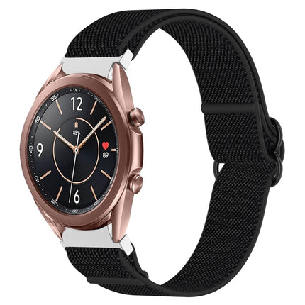Nylon Stretch Black Buckle Watch Band, For Samsung Galaxy Watch 4 40mm, For Samsung Galaxy Watch 4 Classic 42mm, For Samsung Galaxy Watch 4 Classic 46mm, For Samsung Galaxy Watch 3 41mm