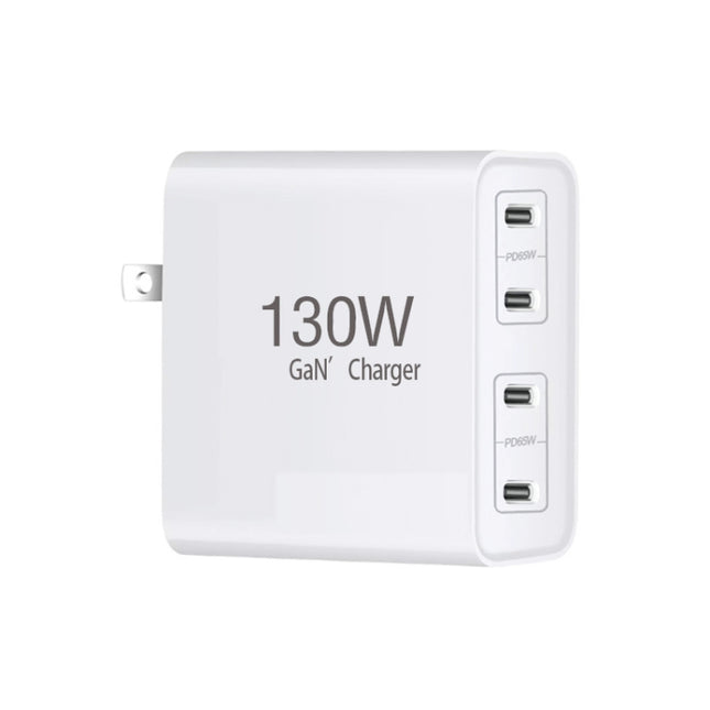 GaN130W 4-Port USB-C PD65W / PD30W Multi Port Type-C Charger for Notebook Series, US Plug, EU / US Plug, UK / US Plug, AU / US Plug, EU / UK / US Plug, EU / UK / AU / US Plug