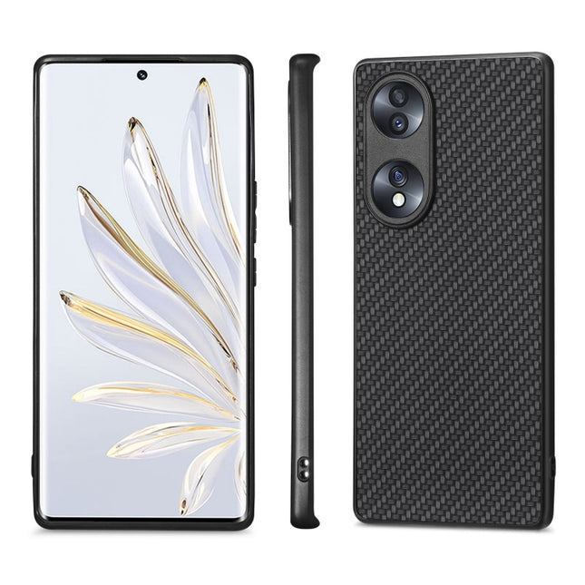 Carbon Fiber Texture Leather Back Cover Phone Case, For Honor 70, For Samsung Galaxy A50