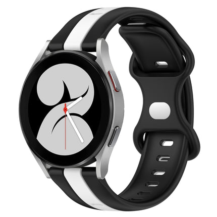 20mm Butterfly Buckle Two-Color Silicone Watch Band, For Samsung Galaxy Watch4 40mm, For Samsung  Galaxy Watch 4 Classic 42mm
