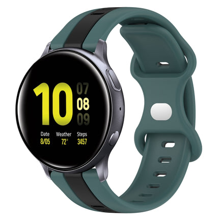 20mm Butterfly Buckle Two-Color Silicone Watch Band, For Samsung Galaxy Watch Active 2 44mm, For Samsung Galaxy Watch 42mm
