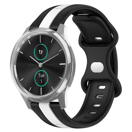 20mm Butterfly Buckle Two-Color Silicone Watch Band, For Garmin Venu SQ, For Garminmove Luxe