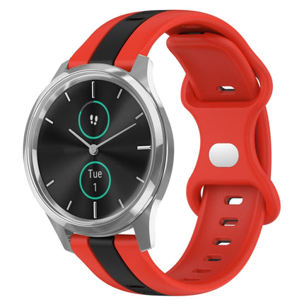 20mm Butterfly Buckle Two-Color Silicone Watch Band, For Garmin Venu SQ, For Garminmove Luxe