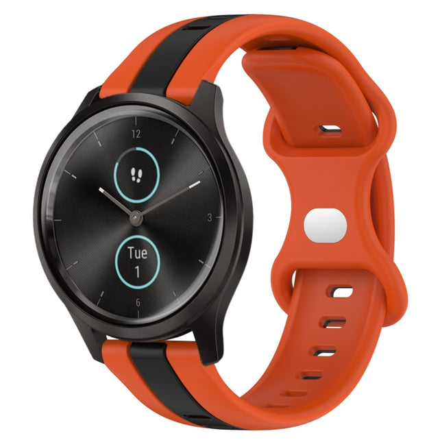 20mm Butterfly Buckle Two-Color Silicone Watch Band, For Garmin Garminmove Style, For Garmin Forerunner 645 Music