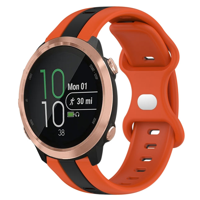 20mm Butterfly Buckle Two-Color Silicone Watch Band, For Garmin Garminmove Style, For Garmin Forerunner 645 Music