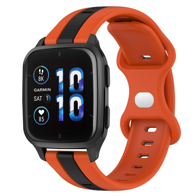 20mm Butterfly Buckle Two-Color Silicone Watch Band, For Garmin Forerunner Sq2, For Garmin Forerunner Sq2 Music