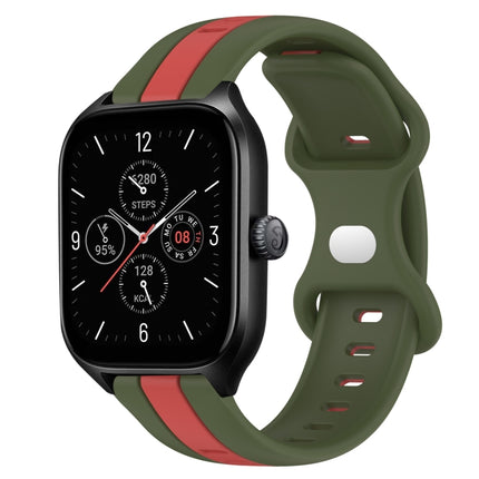 20mm Butterfly Buckle Two-Color Silicone Watch Band, For Amazfit GTS 4, For Amazfit GTS 3