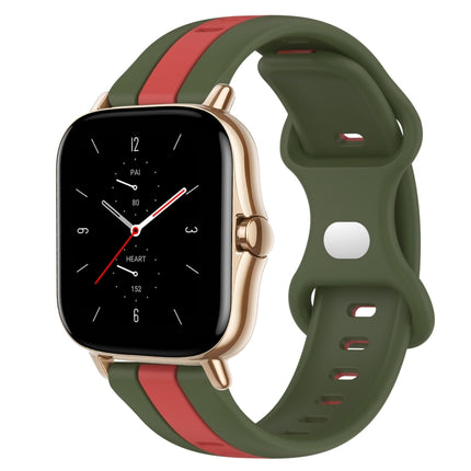 20mm Butterfly Buckle Two-Color Silicone Watch Band, For Amazfit GTS 2, For Amazfit GTS