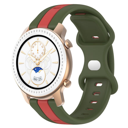 20mm Butterfly Buckle Two-Color Silicone Watch Band, For Amazfit GTR 42mm, For Amazfit Pop Pro