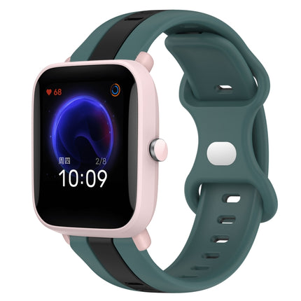 20mm Butterfly Buckle Two-Color Silicone Watch Band, For Amazfit GTR 42mm, For Amazfit Pop Pro
