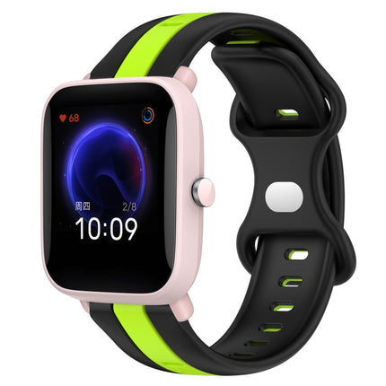 20mm Butterfly Buckle Two-Color Silicone Watch Band, For Amazfit GTR 42mm, For Amazfit Pop Pro