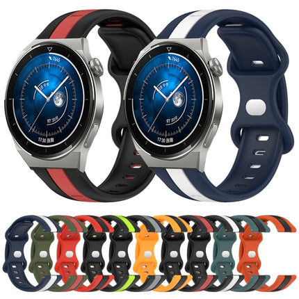 20mm Butterfly Buckle Two-Color Silicone Watch Band, For Huawei Watch GT3 Pro 43mm, For Huawei Watch GT3 42mm