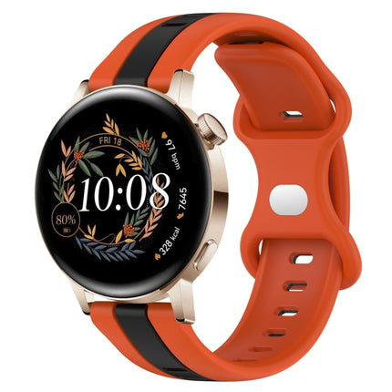 20mm Butterfly Buckle Two-Color Silicone Watch Band, For Huawei Watch GT3 Pro 43mm, For Huawei Watch GT3 42mm