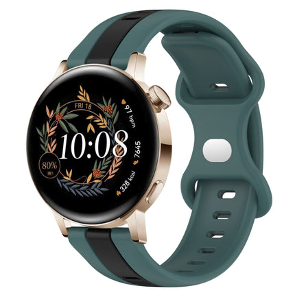 20mm Butterfly Buckle Two-Color Silicone Watch Band, For Huawei Watch GT3 Pro 43mm, For Huawei Watch GT3 42mm