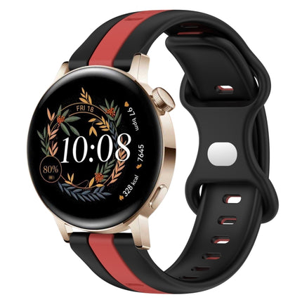 20mm Butterfly Buckle Two-Color Silicone Watch Band, For Huawei Watch GT3 Pro 43mm, For Huawei Watch GT3 42mm
