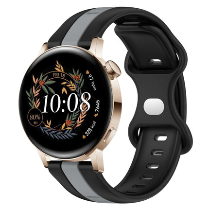 20mm Butterfly Buckle Two-Color Silicone Watch Band, For Huawei Watch GT3 Pro 43mm, For Huawei Watch GT3 42mm
