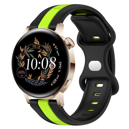 20mm Butterfly Buckle Two-Color Silicone Watch Band, For Huawei Watch GT3 Pro 43mm, For Huawei Watch GT3 42mm