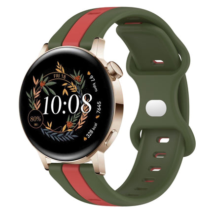20mm Butterfly Buckle Two-Color Silicone Watch Band, For Huawei Watch GT3 Pro 43mm, For Huawei Watch GT3 42mm