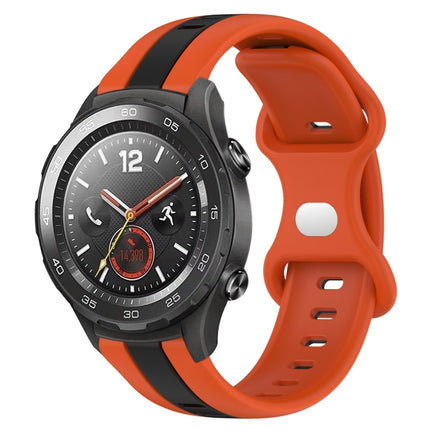 20mm Butterfly Buckle Two-Color Silicone Watch Band, For Huawei Watch GT2 42mm, For Huawei Watch 2