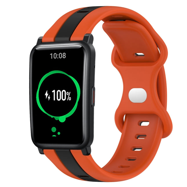 20mm Butterfly Buckle Two-Color Silicone Watch Band, For Honor Watch ES, For Honor MagicWatch2 42mm