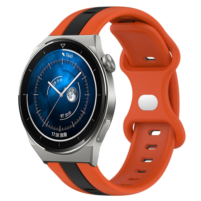 20mm Butterfly Buckle Two-Color Silicone Watch Band, For Huawei Watch GT3 Pro 46mm, For Huawei Watch Buds