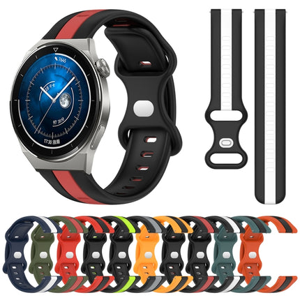 20mm Butterfly Buckle Two-Color Silicone Watch Band, For Huawei Watch GT3 Pro 46mm, For Huawei Watch Buds