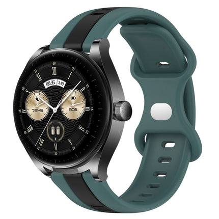 20mm Butterfly Buckle Two-Color Silicone Watch Band, For Huawei Watch GT3 Pro 46mm, For Huawei Watch Buds