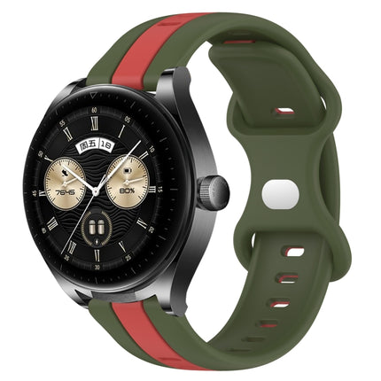 20mm Butterfly Buckle Two-Color Silicone Watch Band, For Huawei Watch GT3 Pro 46mm, For Huawei Watch Buds