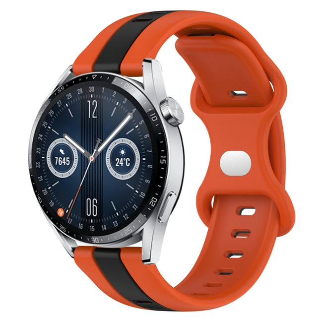 20mm Butterfly Buckle Two-Color Silicone Watch Band, For Huawei Watch GT3 46mm, For Huawei Watch 3 Pro New