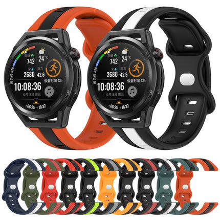20mm Butterfly Buckle Two-Color Silicone Watch Band, For Huawei Watch GT Runner, For Huawei Watch 3 Pro