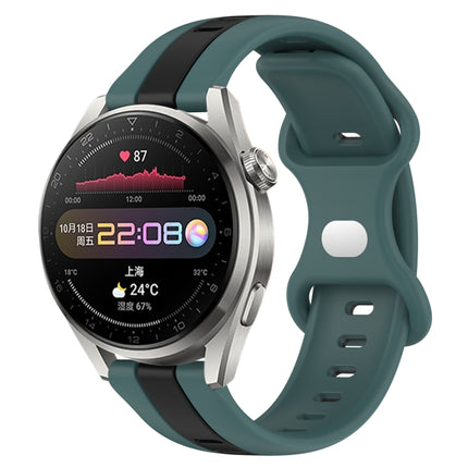 20mm Butterfly Buckle Two-Color Silicone Watch Band, For Huawei Watch GT Runner, For Huawei Watch 3 Pro