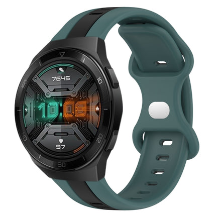 20mm Butterfly Buckle Two-Color Silicone Watch Band, For Huawei Watch GT 2E, For Huawei GT2 46mm